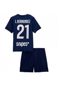 Paris Saint-Germain Lucas Hernandez #21 Jalkapallovaatteet Lasten Kotipeliasu 2025-26 Lyhythihainen (+ Lyhyet housut)